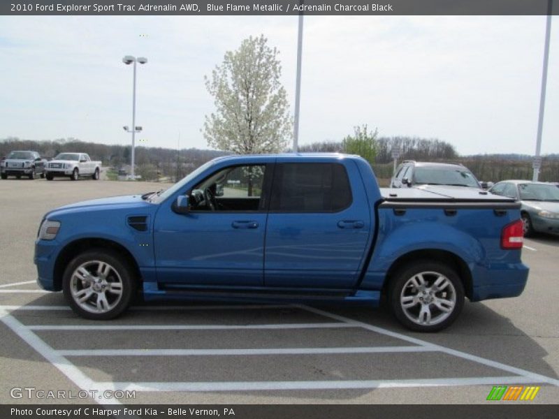 Blue Flame Metallic / Adrenalin Charcoal Black 2010 Ford Explorer Sport Trac Adrenalin AWD