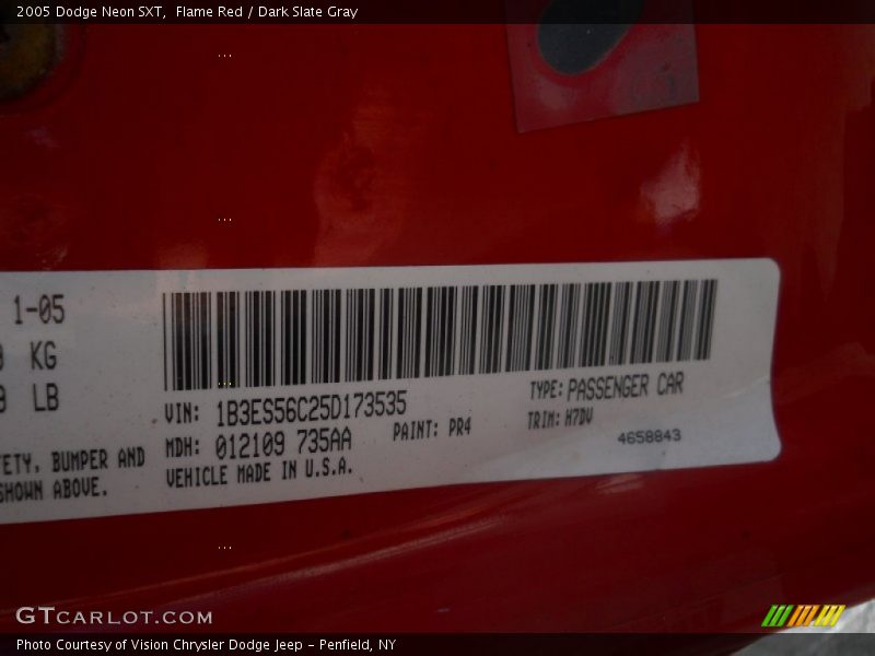 Flame Red / Dark Slate Gray 2005 Dodge Neon SXT