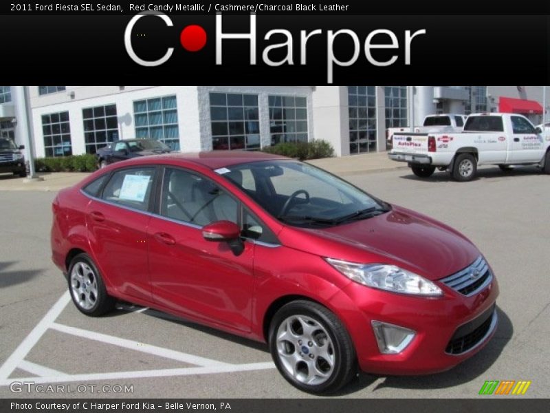 Red Candy Metallic / Cashmere/Charcoal Black Leather 2011 Ford Fiesta SEL Sedan