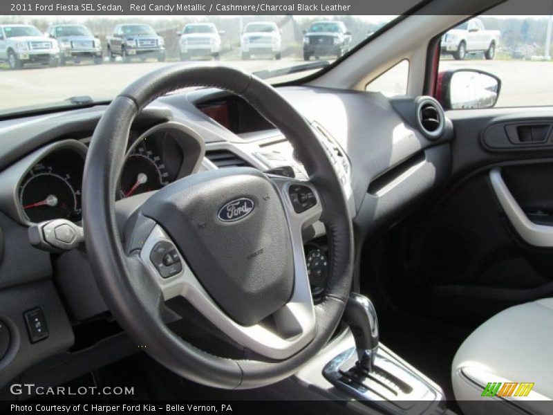 Red Candy Metallic / Cashmere/Charcoal Black Leather 2011 Ford Fiesta SEL Sedan