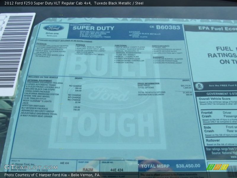  2012 F250 Super Duty XLT Regular Cab 4x4 Window Sticker