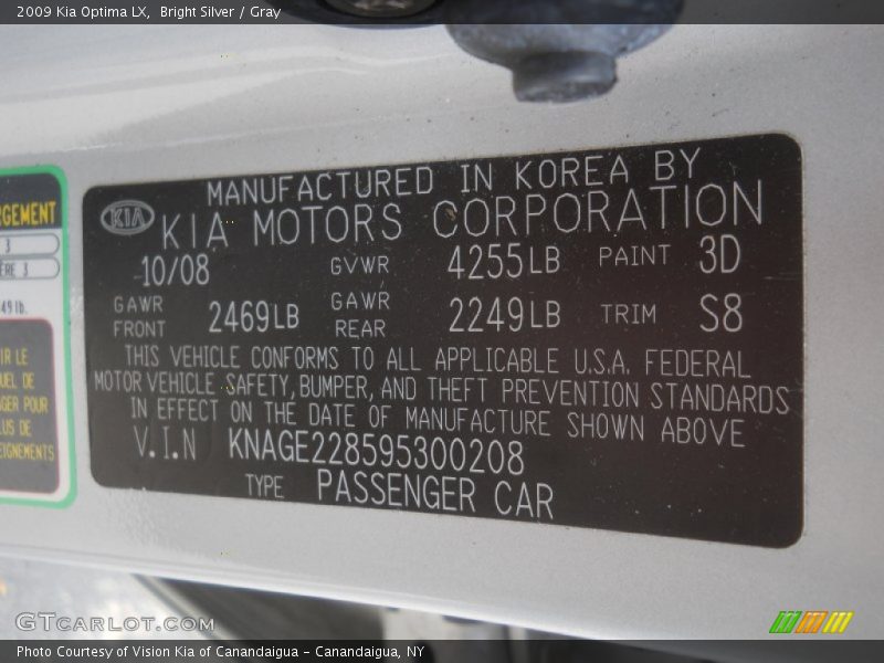 2009 Optima LX Bright Silver Color Code 3D