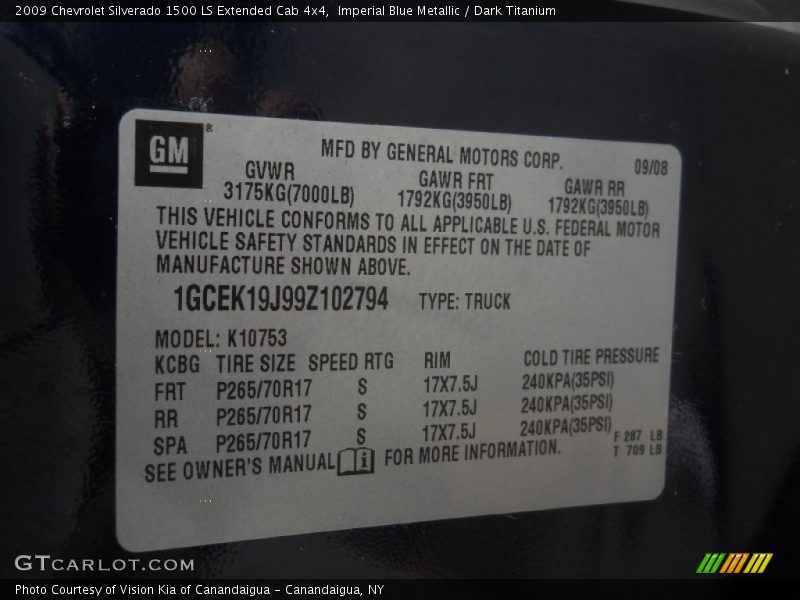 Imperial Blue Metallic / Dark Titanium 2009 Chevrolet Silverado 1500 LS Extended Cab 4x4