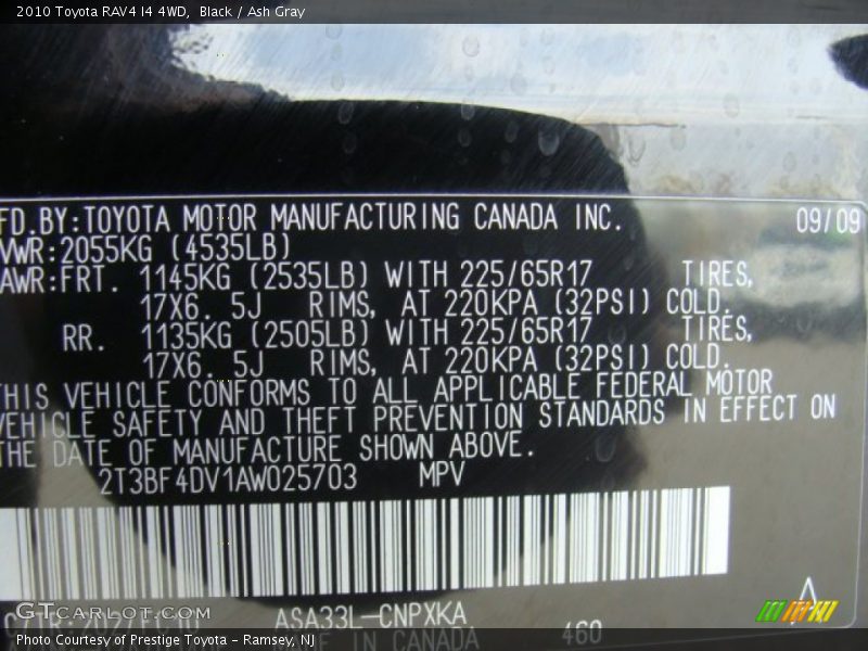Black / Ash Gray 2010 Toyota RAV4 I4 4WD