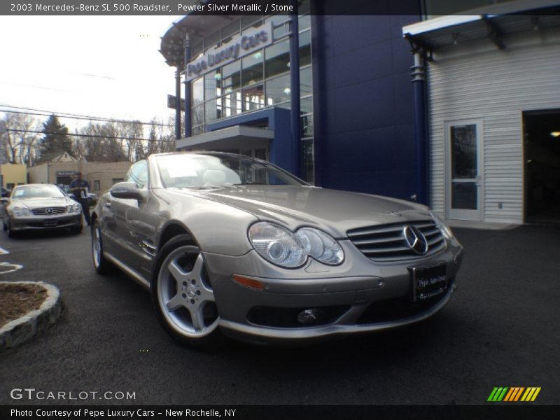 Pewter Silver Metallic / Stone 2003 Mercedes-Benz SL 500 Roadster