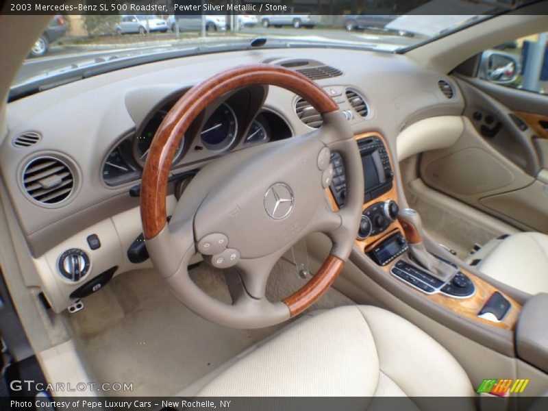 Pewter Silver Metallic / Stone 2003 Mercedes-Benz SL 500 Roadster