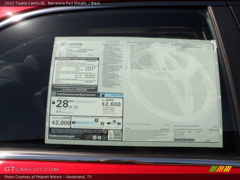 Barcelona Red Metallic / Black 2012 Toyota Camry SE