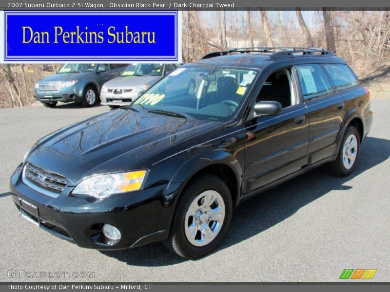 Obsidian Black Pearl / Dark Charcoal Tweed 2007 Subaru Outback 2.5i Wagon