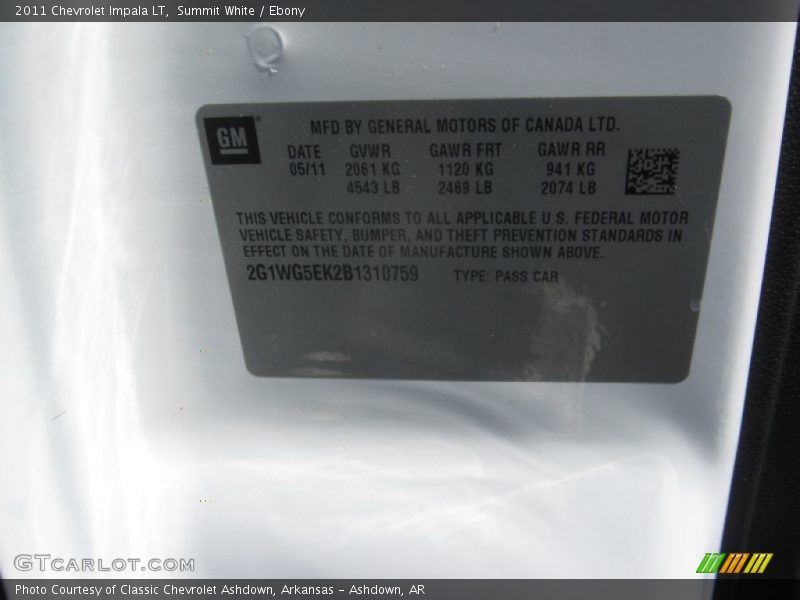 Summit White / Ebony 2011 Chevrolet Impala LT
