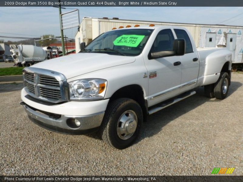 Bright White / Medium Slate Gray 2009 Dodge Ram 3500 Big Horn Edition Quad Cab 4x4 Dually