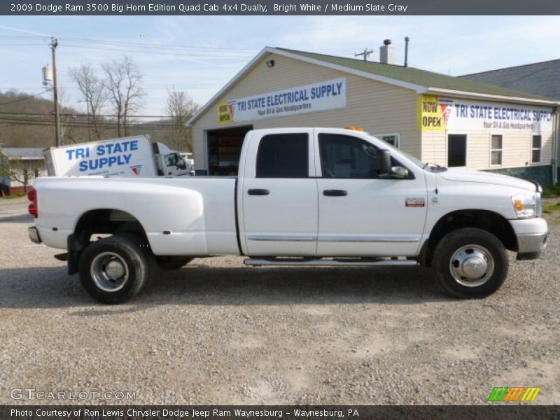 Bright White / Medium Slate Gray 2009 Dodge Ram 3500 Big Horn Edition Quad Cab 4x4 Dually