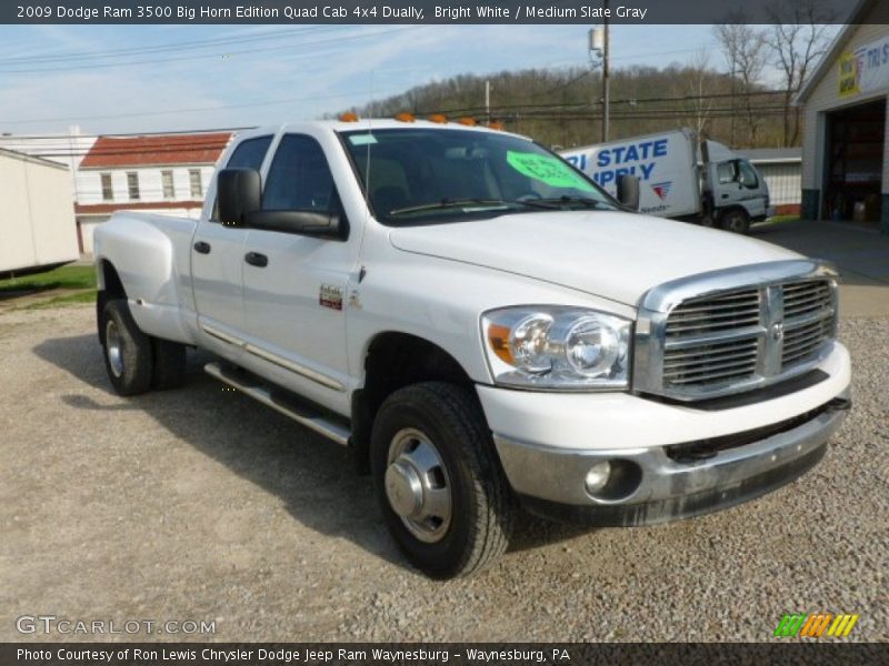Bright White / Medium Slate Gray 2009 Dodge Ram 3500 Big Horn Edition Quad Cab 4x4 Dually