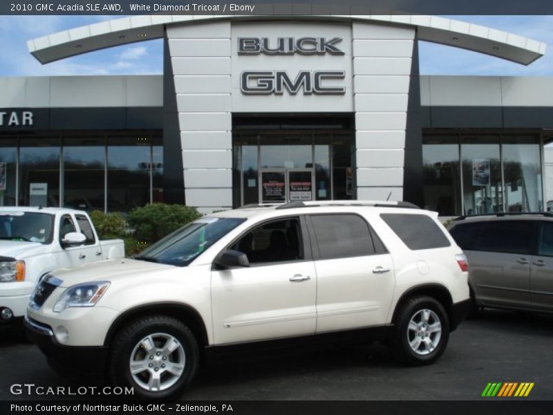White Diamond Tricoat / Ebony 2010 GMC Acadia SLE AWD