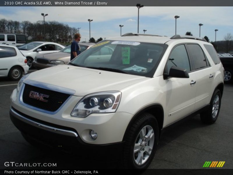 White Diamond Tricoat / Ebony 2010 GMC Acadia SLE AWD