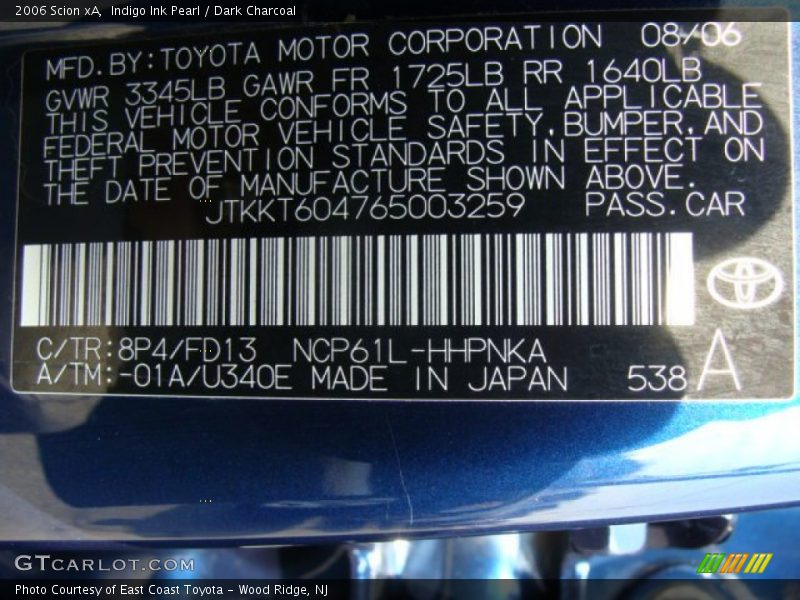 Indigo Ink Pearl / Dark Charcoal 2006 Scion xA