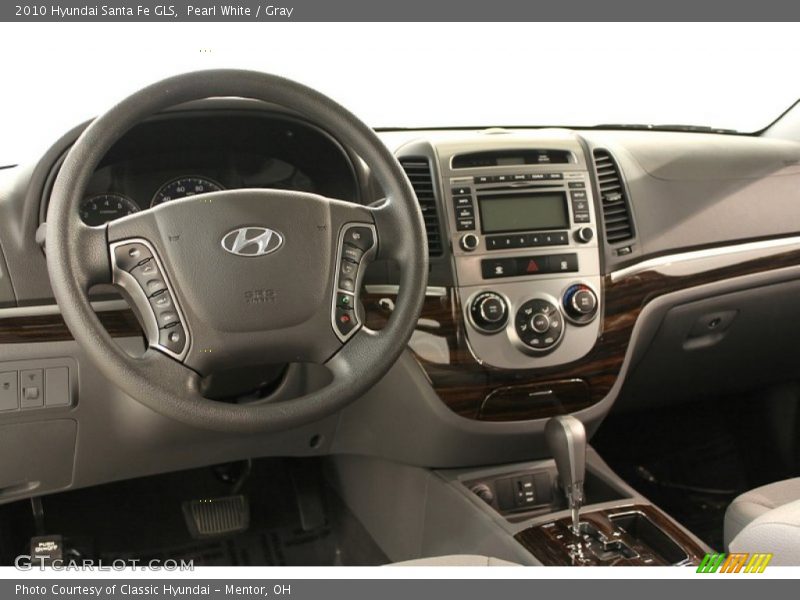 Pearl White / Gray 2010 Hyundai Santa Fe GLS