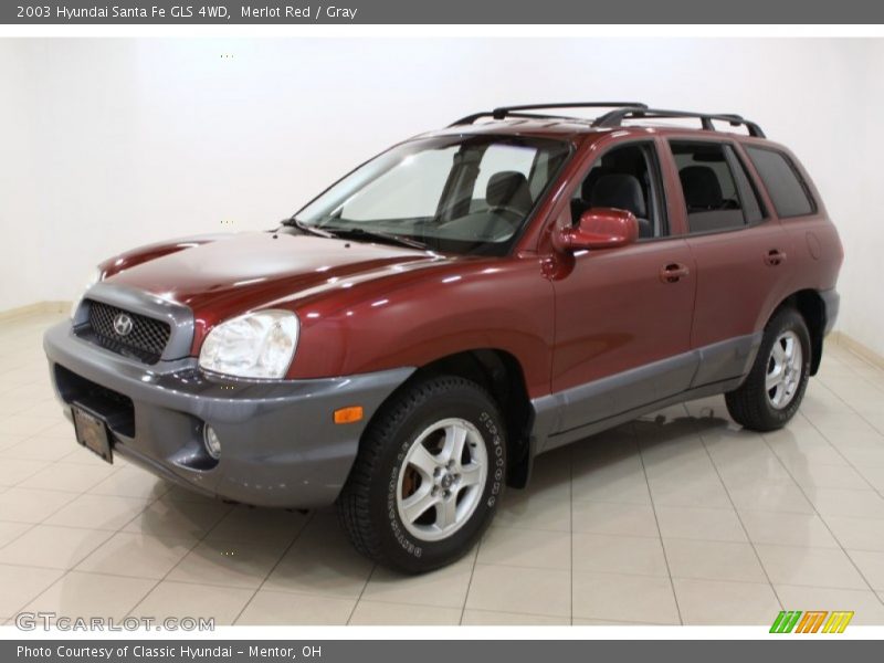 Merlot Red / Gray 2003 Hyundai Santa Fe GLS 4WD