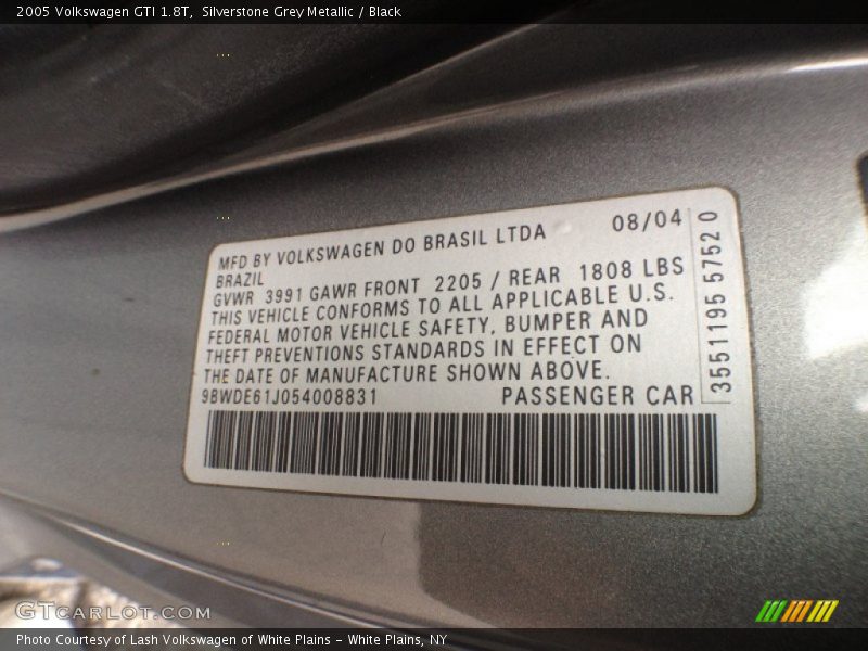 Silverstone Grey Metallic / Black 2005 Volkswagen GTI 1.8T