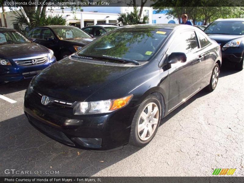 Nighthawk Black Pearl / Gray 2008 Honda Civic LX Coupe