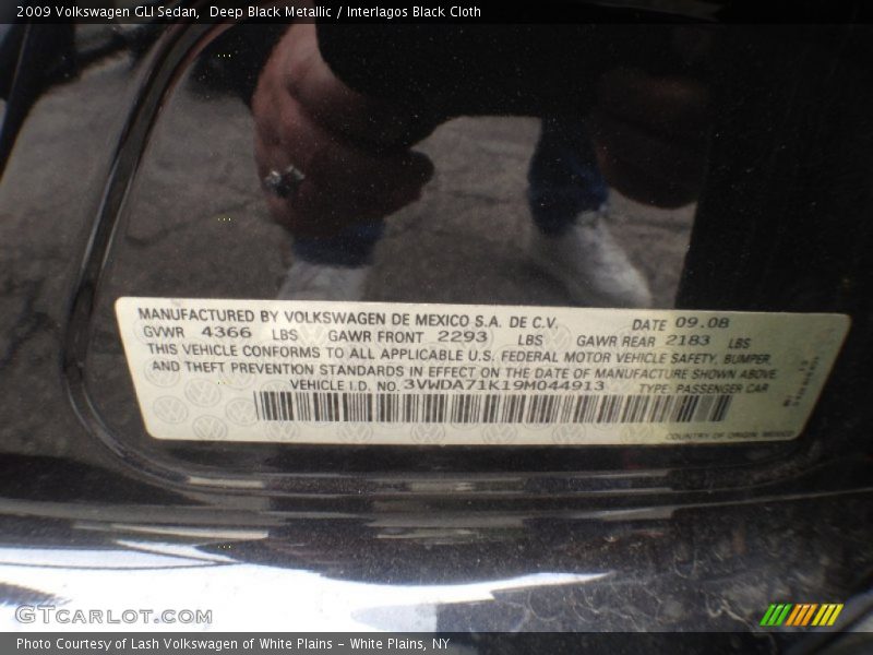 Deep Black Metallic / Interlagos Black Cloth 2009 Volkswagen GLI Sedan