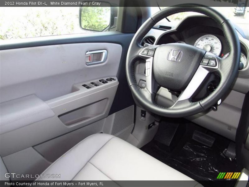 White Diamond Pearl / Gray 2012 Honda Pilot EX-L