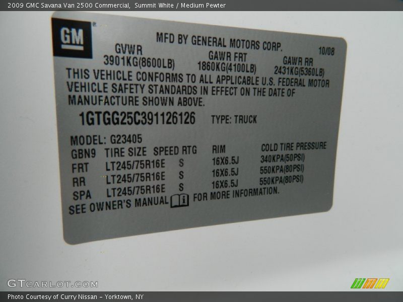 Summit White / Medium Pewter 2009 GMC Savana Van 2500 Commercial
