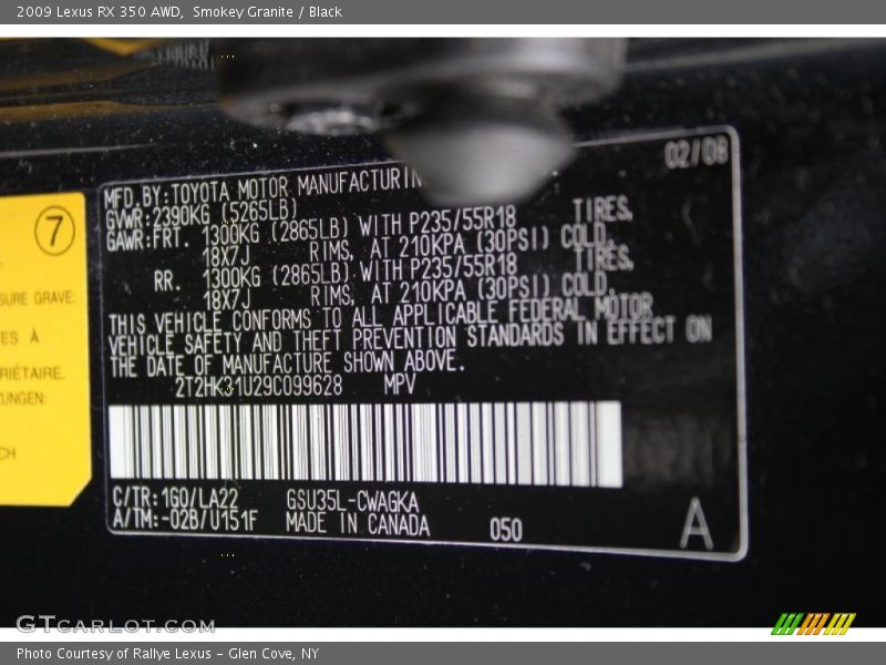 Smokey Granite / Black 2009 Lexus RX 350 AWD