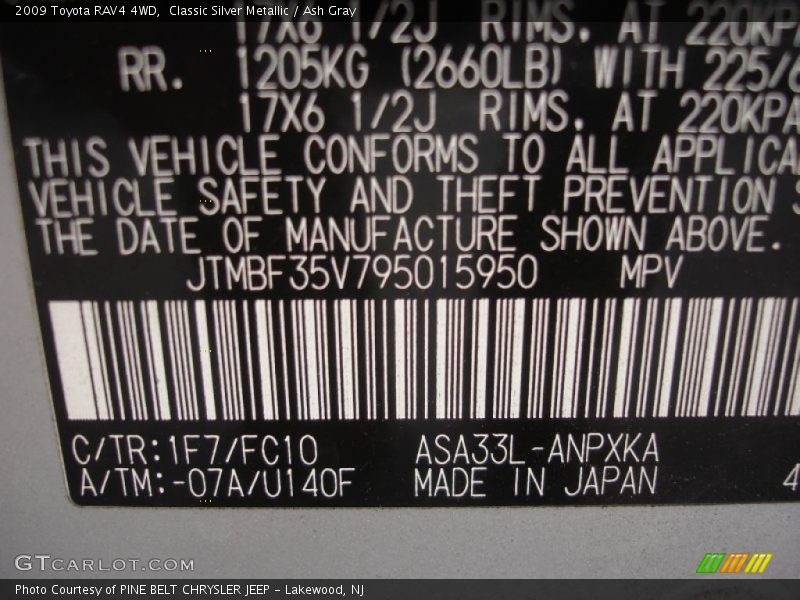 Classic Silver Metallic / Ash Gray 2009 Toyota RAV4 4WD