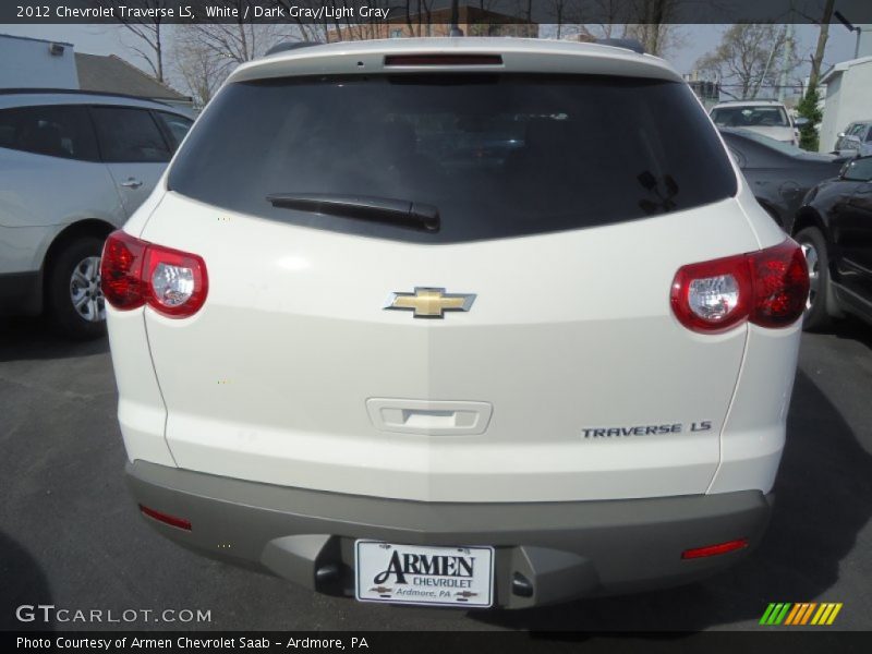 White / Dark Gray/Light Gray 2012 Chevrolet Traverse LS