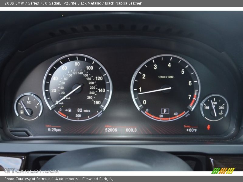 Azurite Black Metallic / Black Nappa Leather 2009 BMW 7 Series 750i Sedan