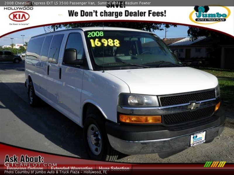 Summit White / Medium Pewter 2008 Chevrolet Express EXT LS 3500 Passenger Van