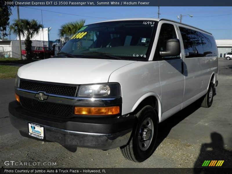 Summit White / Medium Pewter 2008 Chevrolet Express EXT LS 3500 Passenger Van