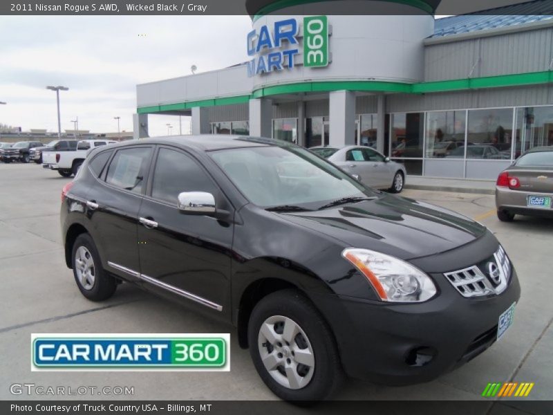 Wicked Black / Gray 2011 Nissan Rogue S AWD