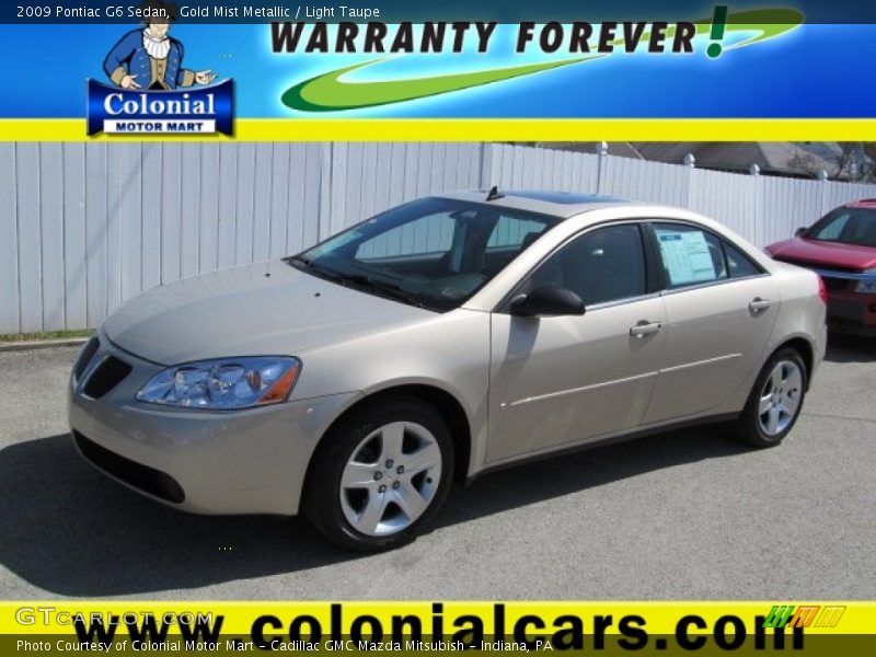 Gold Mist Metallic / Light Taupe 2009 Pontiac G6 Sedan