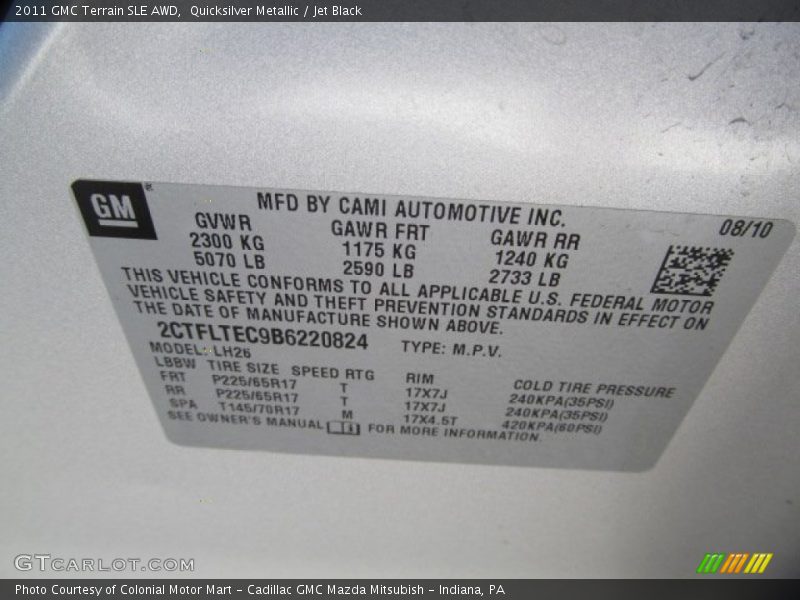 Quicksilver Metallic / Jet Black 2011 GMC Terrain SLE AWD