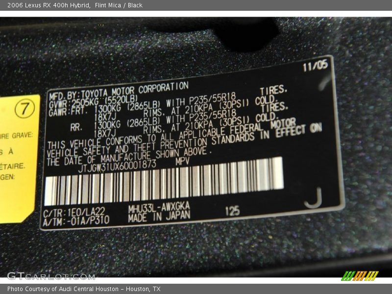 Flint Mica / Black 2006 Lexus RX 400h Hybrid