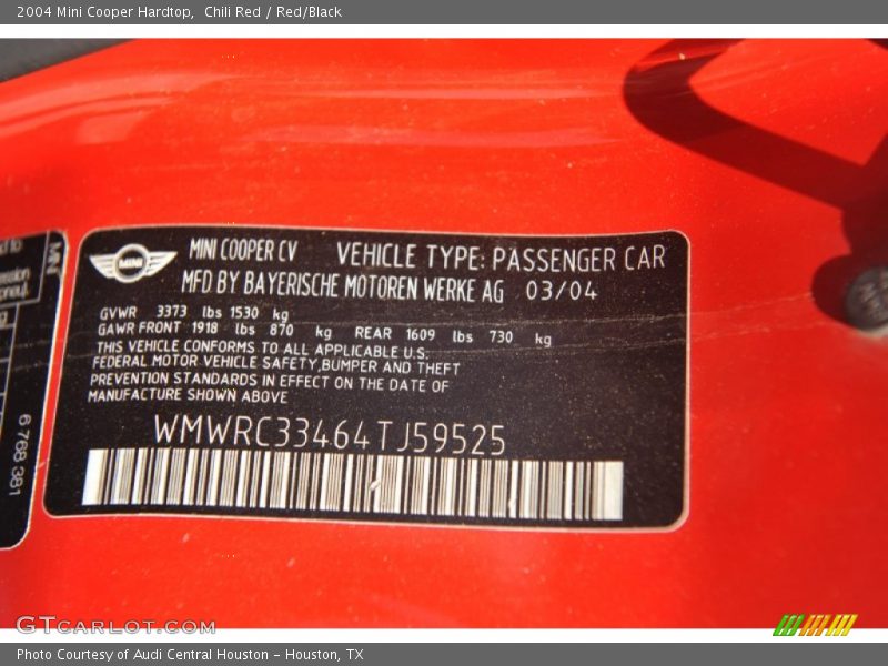 Chili Red / Red/Black 2004 Mini Cooper Hardtop