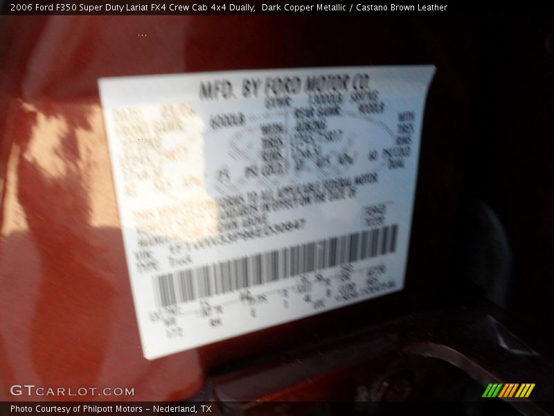 Dark Copper Metallic / Castano Brown Leather 2006 Ford F350 Super Duty Lariat FX4 Crew Cab 4x4 Dually