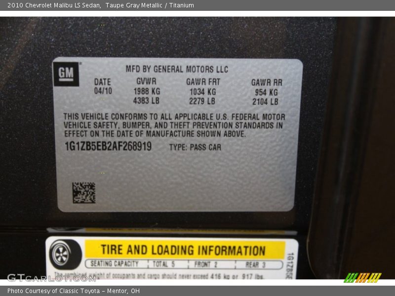 Taupe Gray Metallic / Titanium 2010 Chevrolet Malibu LS Sedan