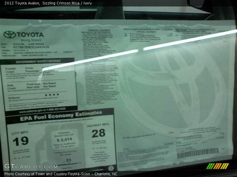 Sizzling Crimson Mica / Ivory 2012 Toyota Avalon