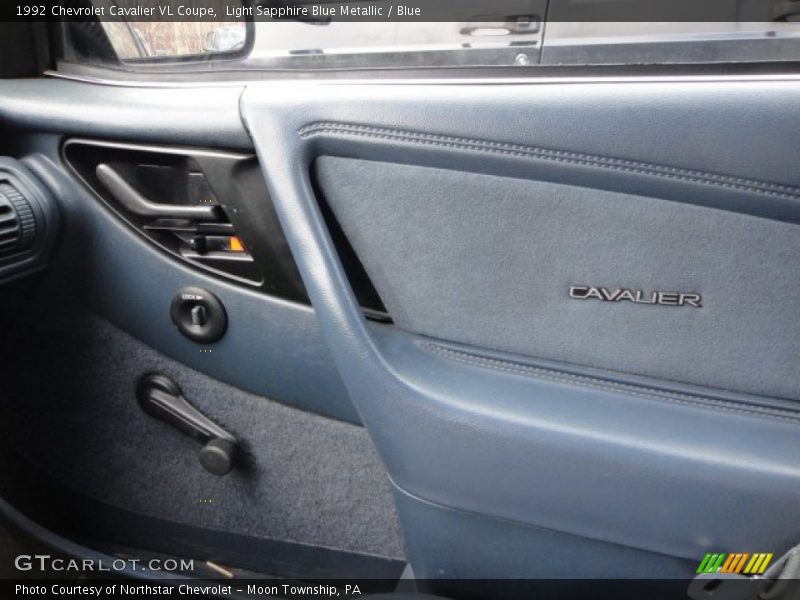 Light Sapphire Blue Metallic / Blue 1992 Chevrolet Cavalier VL Coupe