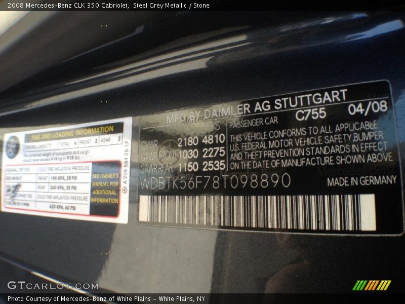 Steel Grey Metallic / Stone 2008 Mercedes-Benz CLK 350 Cabriolet