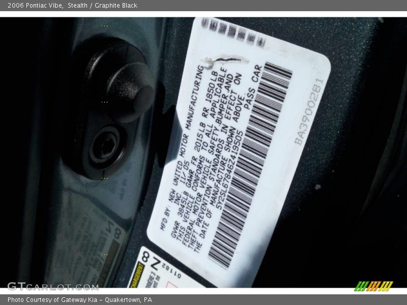 Stealth / Graphite Black 2006 Pontiac Vibe