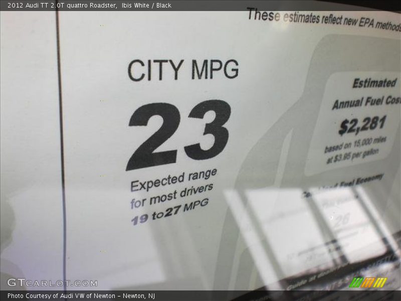  2012 TT 2.0T quattro Roadster Window Sticker