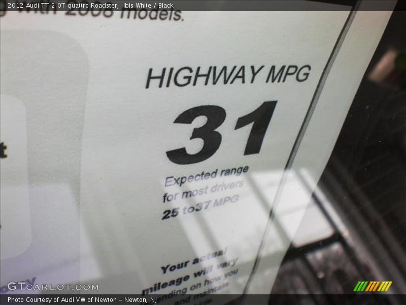  2012 TT 2.0T quattro Roadster Window Sticker