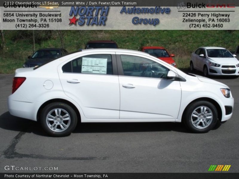 Summit White / Dark Pewter/Dark Titanium 2012 Chevrolet Sonic LT Sedan