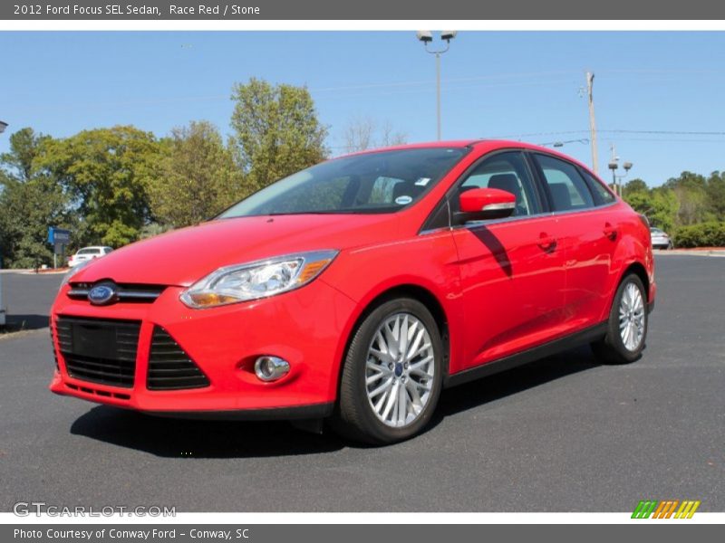 Race Red / Stone 2012 Ford Focus SEL Sedan