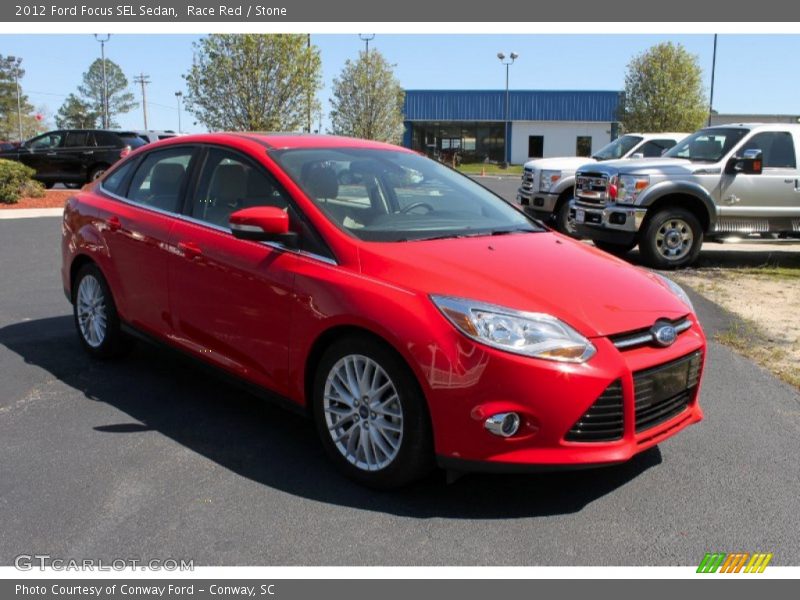 Race Red / Stone 2012 Ford Focus SEL Sedan
