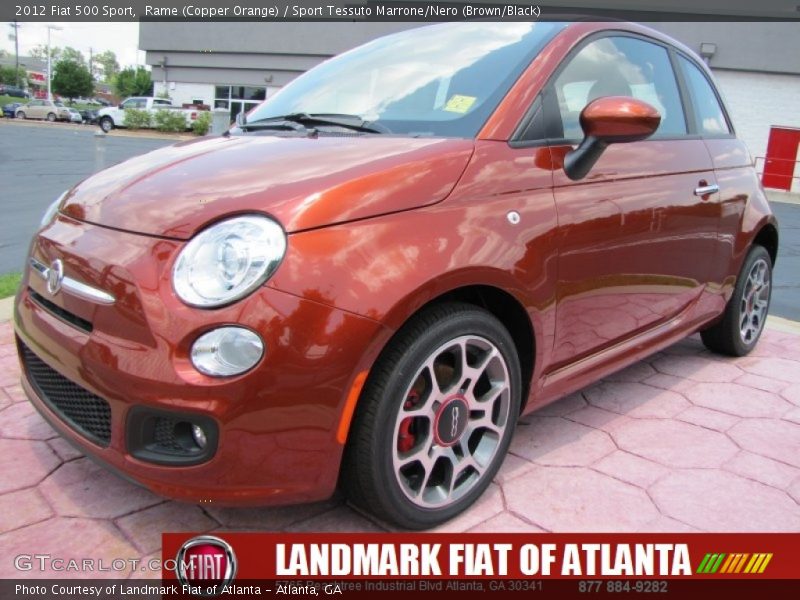 Rame (Copper Orange) / Sport Tessuto Marrone/Nero (Brown/Black) 2012 Fiat 500 Sport