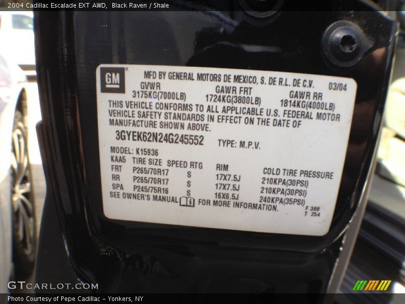 Black Raven / Shale 2004 Cadillac Escalade EXT AWD